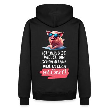 Ich bleib so wie ich bin Spruch-Witziges Statement - Männer Premium Bio Hoodie - Schwarz - Hinten - Nico (187cm)