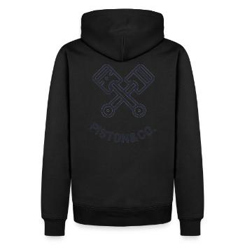 PISTON - CO - Men’s Premium Organic Hoodie - black - Back - Nico (187cm)
