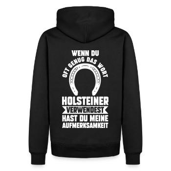 Pferd Reitsport Reiten Pferdesport Holsteiner - Männer Premium Bio Hoodie - Schwarz - Hinten - Nico (187cm)