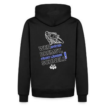 Motorrad - WER SPÄTER BREMST IST LÄNGER SCHNELL - Männer Premium Bio Hoodie - Schwarz - Hinten - Nico (187cm)