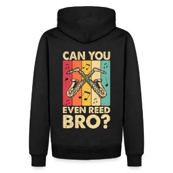Chemise de saxophone amusante - Pouvez-vous même Reed Bro ? - Sweat à capuche Premium bio Homme - noir - Dos - Nico (187cm)