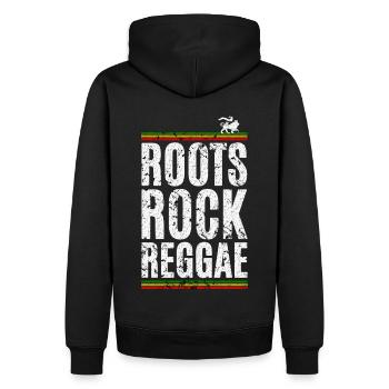 Roots Rock Reggae - Männer Premium Bio Hoodie - Schwarz - Hinten - Nico (187cm)