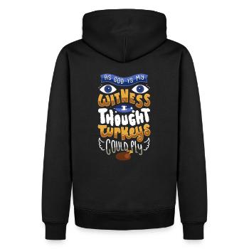 Thanks Giving T-Shirt Truthahn Ernte Feier essen - Männer Premium Bio Hoodie - Schwarz - Hinten - Nico (187cm)