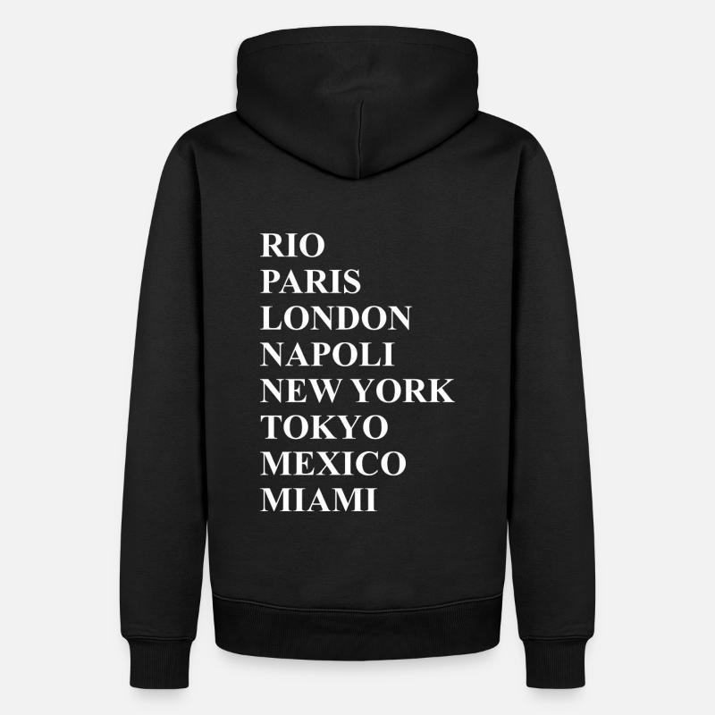 VILLES DU MONDE - Sweat à capuche Premium bio Homme - noir
