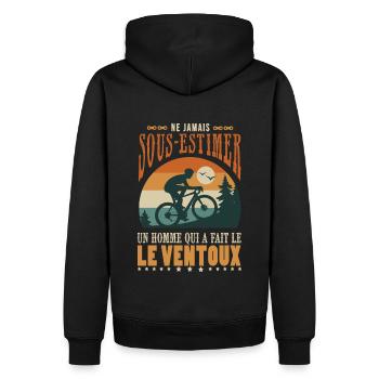 vélo homme asension ventoux humour cycliste velo - Sweat à capuche Premium bio Homme - noir - Dos - Nico (187cm)