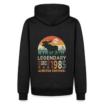 1985 legendary anniversaire Né en 1985 - Sweat à capuche Premium bio Homme - noir - Dos - Nico (187cm)