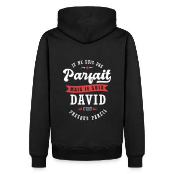 David Parfait Cadeau prenom david - Sweat à capuche Premium bio Homme - noir - Dos - Nico (187cm)