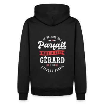 Gérard Parfait Cadeau prenom gerard - Sweat à capuche Premium bio Homme - noir - Dos - Nico (187cm)