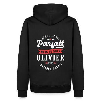 Olivier Parfait Cadeau prenom olivier - Sweat à capuche Premium bio Homme - noir - Dos - Nico (187cm)
