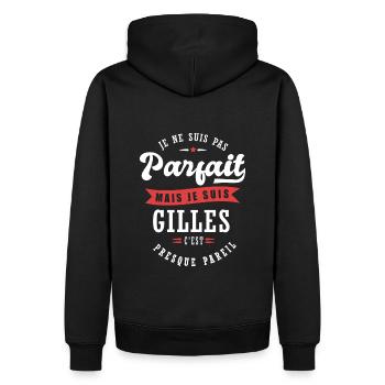 Gilles Parfait Cadeau prenom gilles - Sweat à capuche Premium bio Homme - noir - Dos - Nico (187cm)