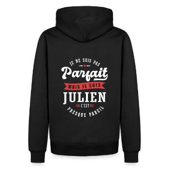 Julien Parfait Cadeau prenom julien - Sweat à capuche Premium bio Homme - noir - Dos - Nico (187cm)
