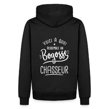chasse Bogosse chasseur marrant papa chasseur - Sweat à capuche Premium bio Homme - noir - Dos - Nico (187cm)