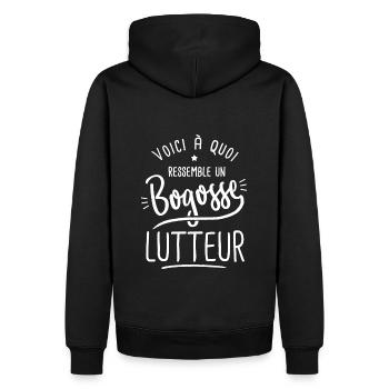 Lutte Bogosse lutteur lutte - Sweat à capuche Premium bio Homme - noir - Dos - Nico (187cm)