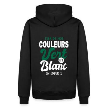 Les Verts fiers des couleurs footfball st étienne - Sweat à capuche Premium bio Homme - noir - Dos - Nico (187cm)