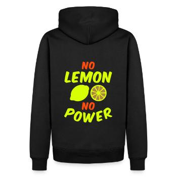No lemon no power (Zitrone) - Männer Premium Bio Hoodie - Schwarz - Hinten - Nico (187cm)