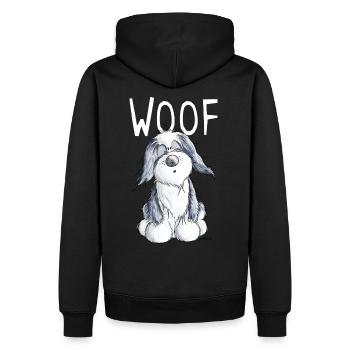 Woof Bearded Collie - Beardie - Geschenk - Comic - Männer Premium Bio Hoodie - Schwarz - Hinten - Nico (187cm)