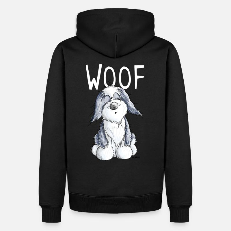 Woof Bearded Collie - Beardie - Geschenk - Comic - Männer Premium Bio Hoodie - Schwarz