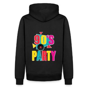 90s Party - Männer Premium Bio Hoodie - Schwarz - Hinten - Nico (187cm)