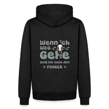 Quand je m’éloignerai, je te montrerai le doigt d’honneur - Sweat à capuche Premium bio Homme - noir - Dos - Nico (187cm)