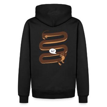 Dackel - Männer Premium Bio Hoodie - Schwarz - Hinten - Nico (187cm)
