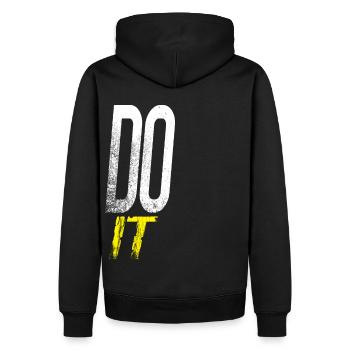 Do it - Men’s Premium Organic Hoodie - black - Back - Nico (187cm)