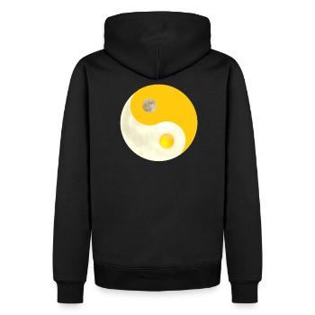 Symbole Ying Yang comme le soleil et la lune - Sweat à capuche Premium bio Homme - noir - Dos - Nico (187cm)
