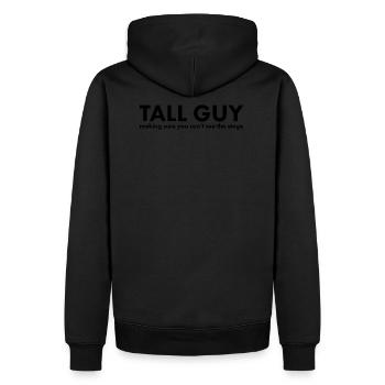 Große Leute - Bühne - Männer Premium Bio Hoodie - Schwarz - Hinten - Nico (187cm)