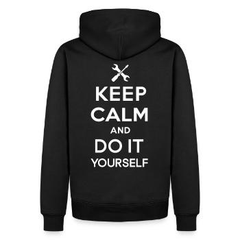 Keep calm and do it yourself - Männer Premium Bio Hoodie - Schwarz - Hinten - Nico (187cm)