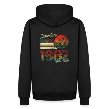 Birthday Gift Men 1982 T-Shirt Legendary - Men’s Premium Organic Hoodie - black - Back - Nico (187cm)