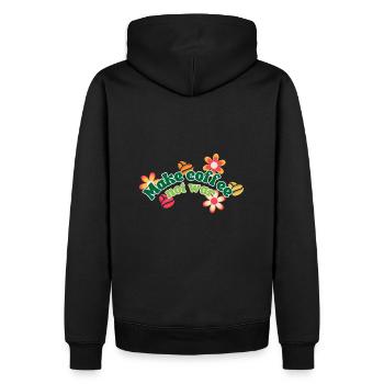Make Coffee Not War - Männer Premium Bio Hoodie - Schwarz - Hinten - Nico (187cm)