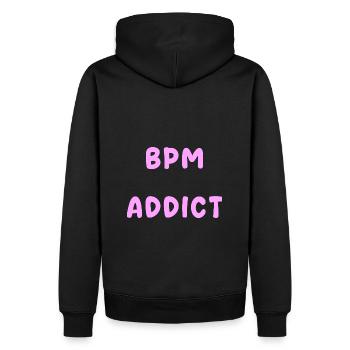 BPM Techno Music Teuf - Men’s Premium Organic Hoodie - black - Back - Nico (187cm)