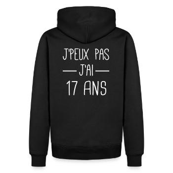 j'peux pas j'ai 17 ans cadeau anniversaire 17 ans - Sweat à capuche Premium bio Homme - noir - Dos - Nico (187cm)