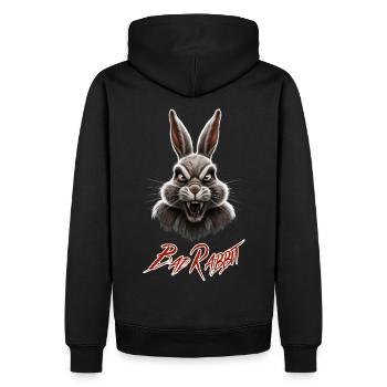 Bad Rabbit - cooles lustiges Hasen Fun Motiv - Männer Premium Bio Hoodie - Schwarz - Hinten - Nico (187cm)
