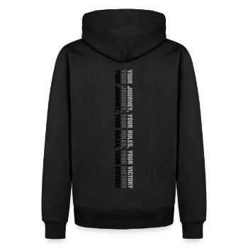 Your journey, your rules, your victory. - Men’s Premium Organic Hoodie - black - Back - Nico (187cm)