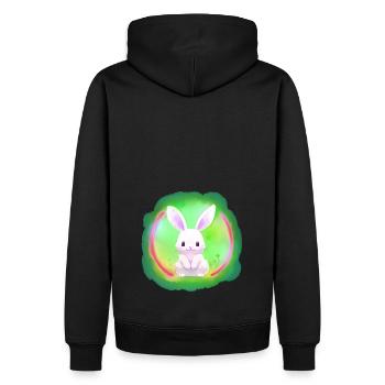 Hase Kaninchen weiss weisses weisser - Männer Premium Bio Hoodie - Schwarz - Hinten - Nico (187cm)