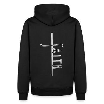 FAITH Vertrauen Zuversicht LIEBE - Männer Premium Bio Hoodie - Schwarz - Hinten - Nico (187cm)