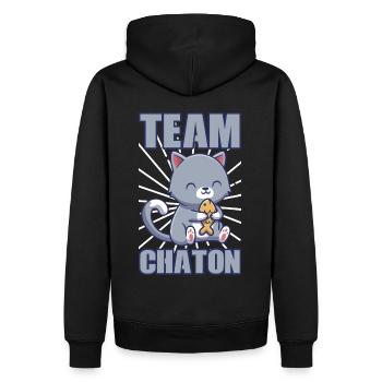 Team chaton | cadeau pour propriétaire de chat - Sweat à capuche Premium bio Homme - noir - Dos - Nico (187cm)