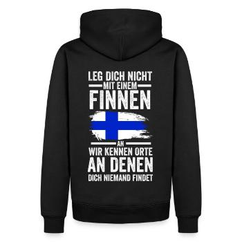 Finnland Finne Finnisches - Männer Premium Bio Hoodie - Schwarz - Hinten - Nico (187cm)