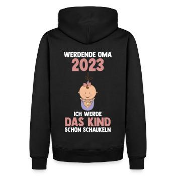 Großmutter 2023 Schwanger Werdende Oma - Männer Premium Bio Hoodie - Schwarz - Hinten - Nico (187cm)