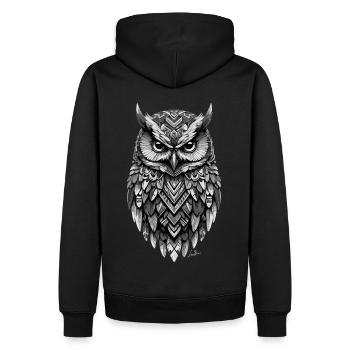 Indische geometrische Eule - Männer Premium Bio Hoodie - Schwarz - Hinten - Nico (187cm)