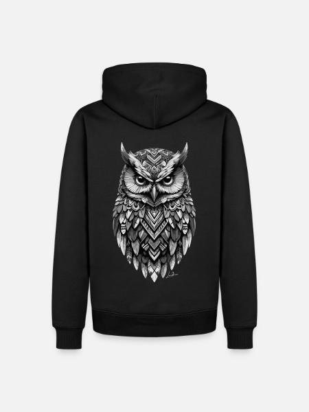 Indian geometric owl - Men’s Premium Organic Hoodie - black