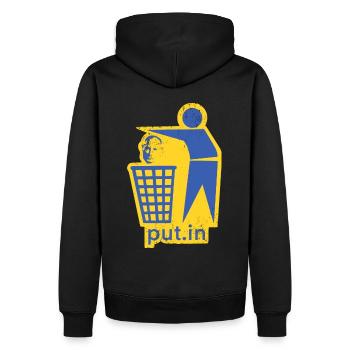 put.in - Paix Ukraine - Sweat à capuche Premium bio Homme - noir - Dos - Nico (187cm)