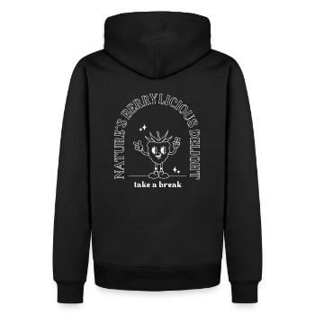 Himbeeren Retro - Männer Premium Bio Hoodie - Schwarz - Hinten - Nico (187cm)