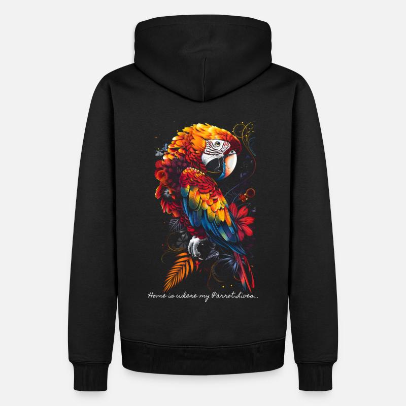 La maison est l’endroit où vit mon perroquet... - Sweat à capuche Premium bio Homme - noir
