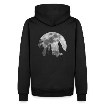 heulender Wolf Köln Kölsch Skyline Geschenk - Männer Premium Bio Hoodie - Schwarz - Hinten - Nico (187cm)