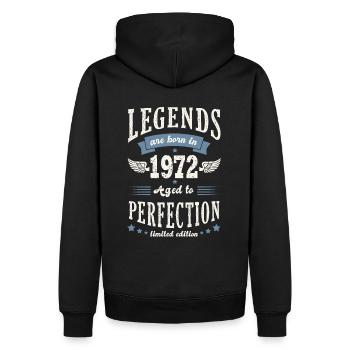 Jahrgang 1972 Geburtstag 52 Jahre Geschenklegende - Männer Premium Bio Hoodie - Schwarz - Hinten - Nico (187cm)