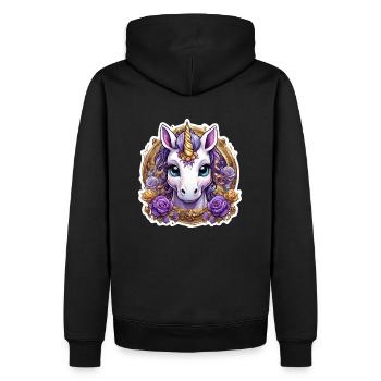 Licorne avec des Roses colorées - Licorne douce - Sweat à capuche Premium bio Homme - noir - Dos - Nico (187cm)