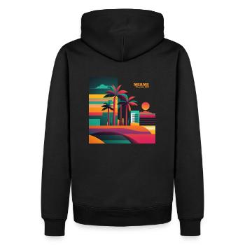 Miami, die Stadt aller Möglichkeiten - Männer Premium Bio Hoodie - Schwarz - Hinten - Nico (187cm)