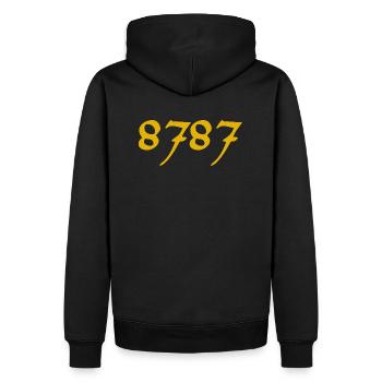 Gruß von den Plejaden - 8787 - 2.0 - Männer Premium Bio Hoodie - Schwarz - Hinten - Nico (187cm)