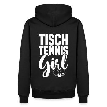 Table tennis girl saying with table tennis bat - Men’s Premium Organic Hoodie - black - Back - Nico (187cm)